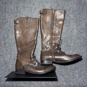 Born Crown Women Brown Leather Lace Up 15in Tall Riding Boots W32092 Size 6.5 37